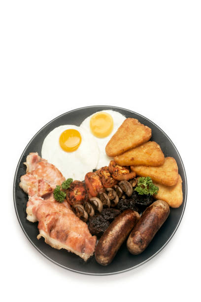 istock traditional english breakfast food plate on white background 1397298026