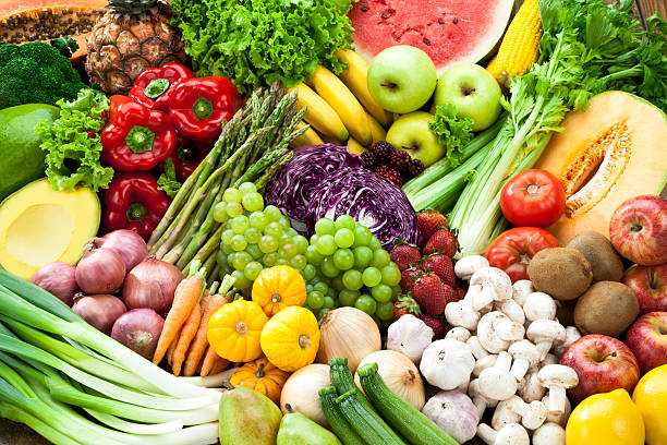 istock Assortment of Fruits and Vegetables Background. 139729885
