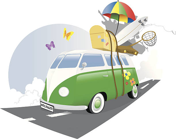 stationary urlaub - kombi stock-grafiken, -clipart, -cartoons und -symbole