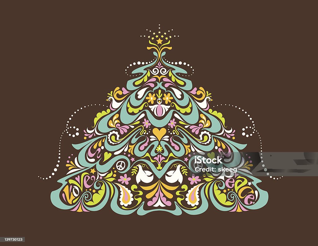 Peace Liebe Christmas Tree - Lizenzfrei Baum Vektorgrafik