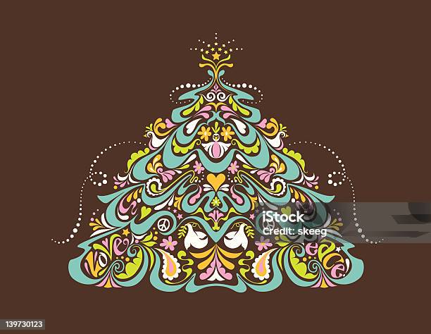 Peace Liebe Christmas Tree Stock Vektor Art und mehr Bilder von Baum - Baum, Braun, Bunt - Farbton