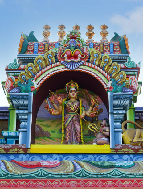 istock Kali statue on hindu temple tower in India 1397303128