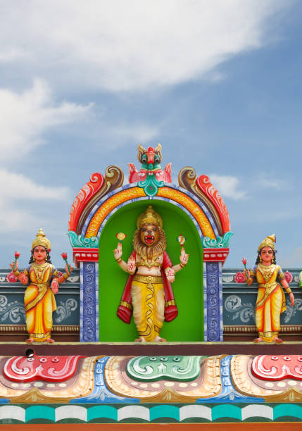 istock Narasimha avatar statue on temple tower - Lion headed God 1397303275