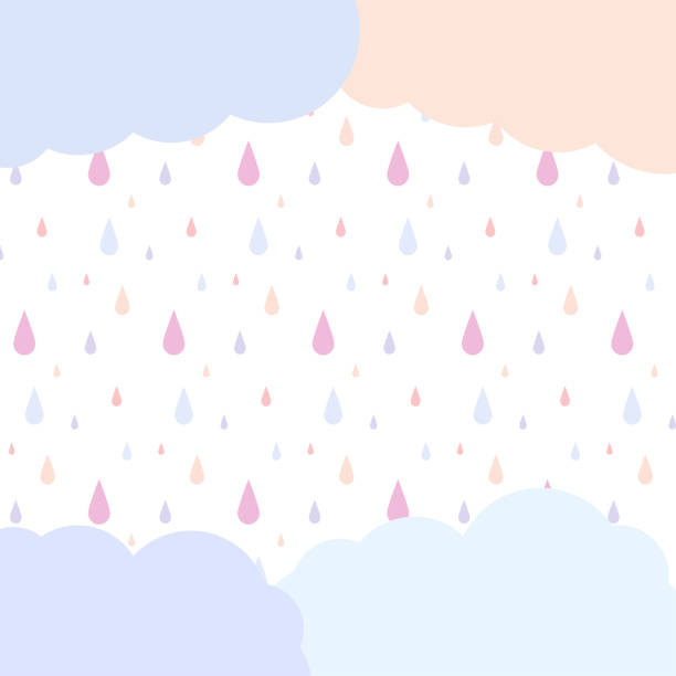 süßes pastell bewölkt und regenfall hintergrund. - rain cute falling water raindrop stock-grafiken, -clipart, -cartoons und -symbole