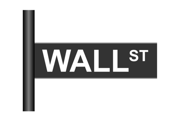 ilustraciones, imágenes clip art, dibujos animados e iconos de stock de letrero de wall st aislado sobre blanco - wall street