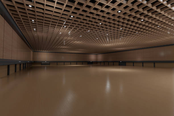 istock Empty hall exhibition centre.The backdrop for exhibition stands, booth,market,trade show.Conversation for activity,meeting.Arena for entertainment,event,sports.Indoor for Factory,showroom.3d render. 1397305897