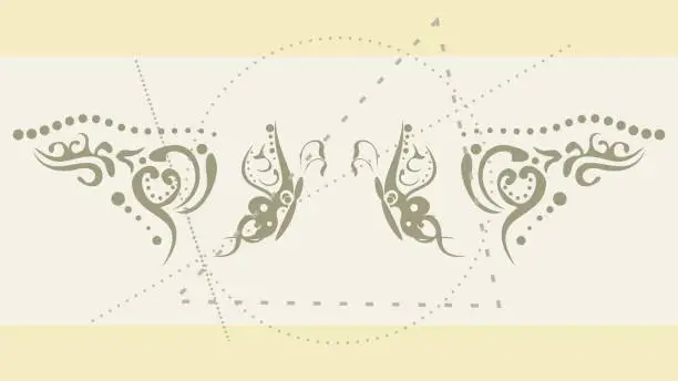 Vector illustration of tribal butterfly tattoo background5