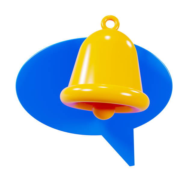 istock 3d render of notification gold bell icon and blue speech bubble. 1397311703