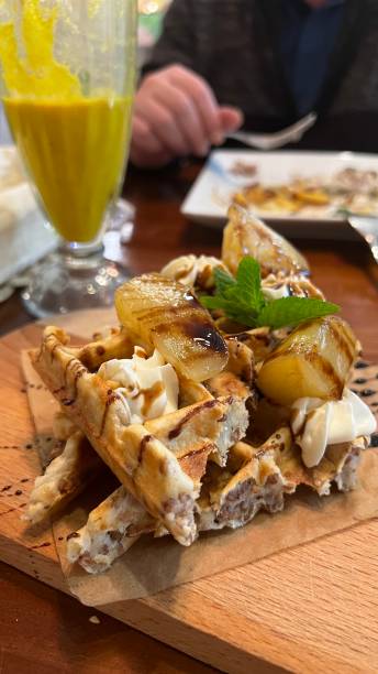 istock Waffles with apple at the Perm restaurant 1397313380