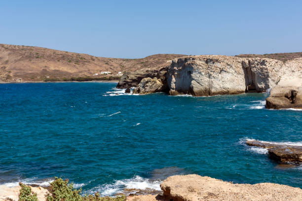 istock Milos island sea view with rocks and waves 1397314321