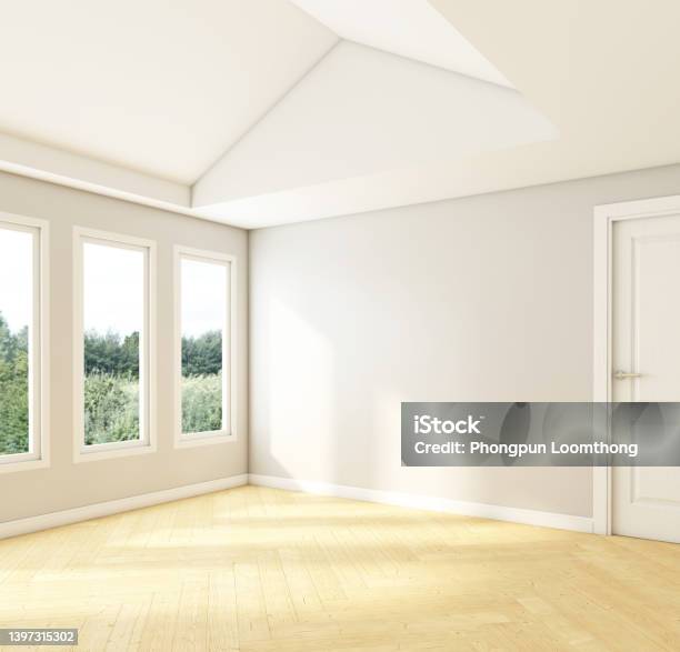 Nordic Style Empty Room Stock Photo - Download Image Now - Indoors, Cozy, House