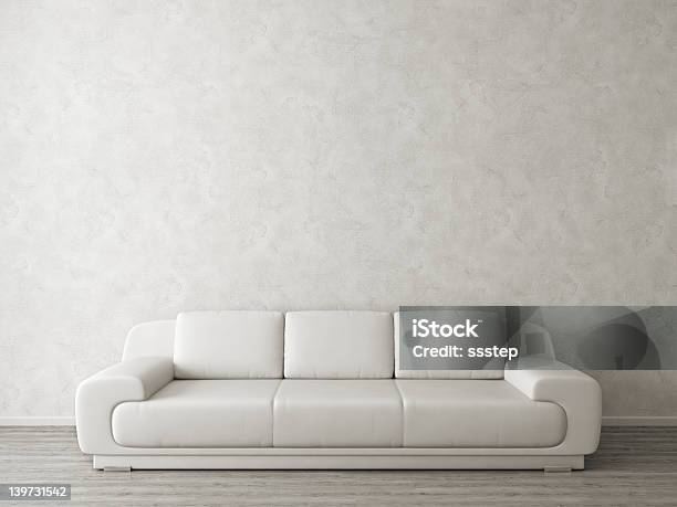 Modern Interor With Sofa Motochrome Stock Photo - Download Image Now - Architecture, Black And White, Modern
