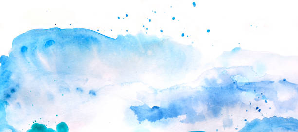 istock Watercolor illustration gradient color blue and white water theme, aquatic vacation seaside 1397315553