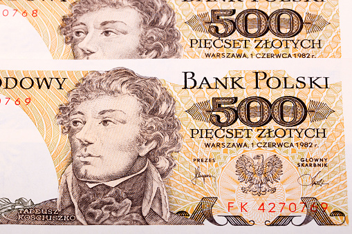 Old Polish money - 500 Zloty a business background
