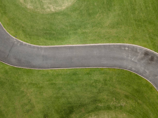 istock Overlooking the concrete road on the lawn 1397316396