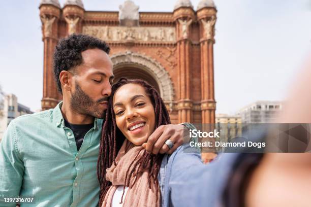 Happy Hispanic Latino Couple Dating Outdoors Stock Photo - Download Image Now - 20-29 Years, Adult, African Ethnicity