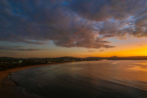 istock Aerial sunrise seascape with  low clouds 1397317283