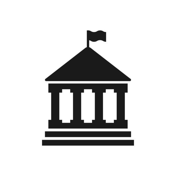 икона муниципального здания. вектор ратуши от архитектура - правительство stock illustrations