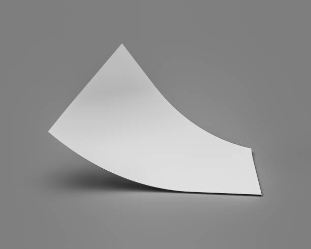 istock Bent empty paper sheet. empty paper Mockup A4 format paper with shadows on gray background 3d Illustration 1397324813