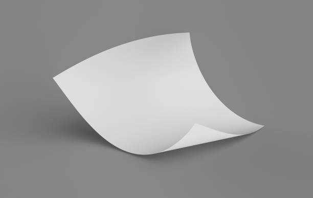 istock Bent empty paper sheet. empty paper Mockup A4 format paper with shadows on gray background 3d Illustration 1397324826