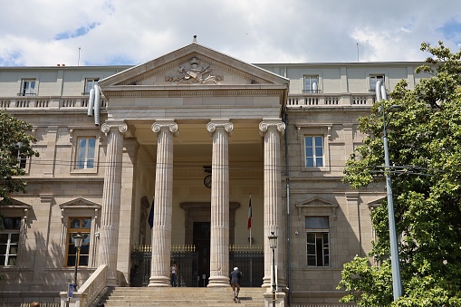 The courthouse, exterior view, city of Limoges, department of Haute Vienne, France