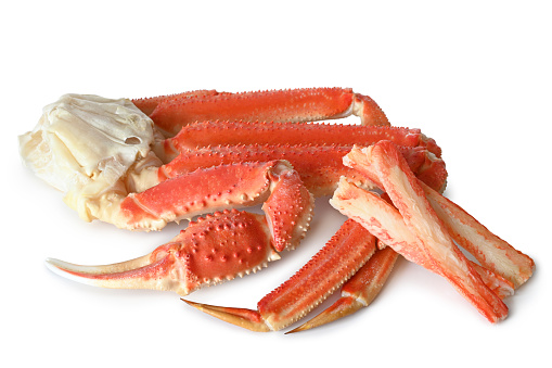 Crab legs on white background