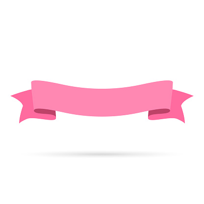 Pink ribbon banner isolated on a blank background. Element for your design, with space for your text. Vector Illustration (EPS10, well layered and grouped). Easy to edit, manipulate, resize or colorize.