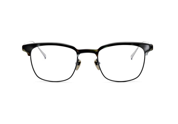 istock Eyeglasses isolated on white background. Handmade eyewear spectacles with shiny stainless frame for reading daily life to a person with visual impairment. 1397327350