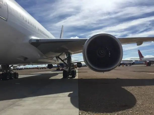 A parked Boeing 777 ready for retirement
