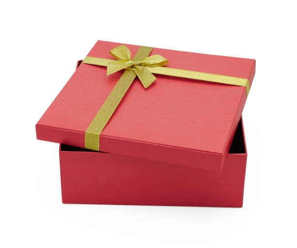 istock Red gift box with gold ribbon isolated on white background - Image 1397329207