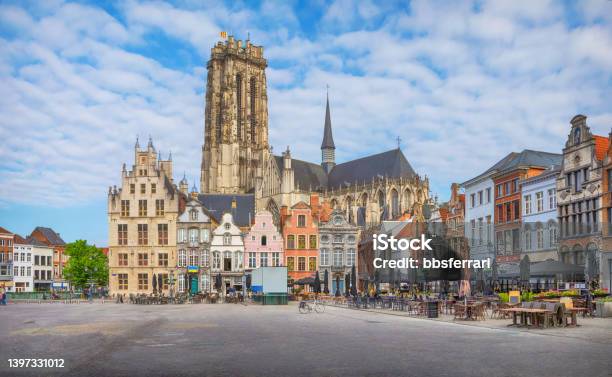 Grote Markt Square In Mechelen Belgium Stock Photo - Download Image Now - Mechelen, Belgium, Architecture