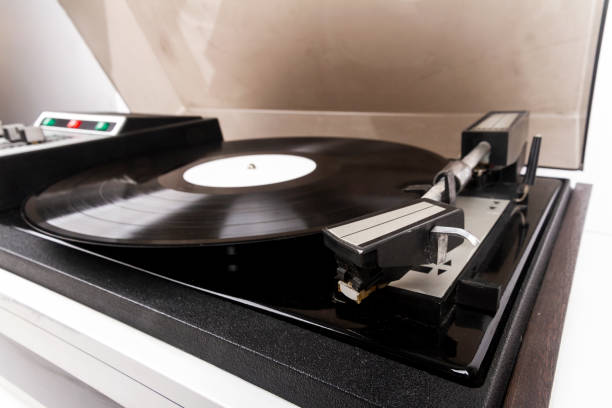 istock Close up of turntable needle on a vinyl 1397333027