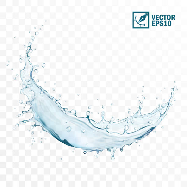 illustrations, cliparts, dessins animés et icônes de éclaboussure d’eau vectorielle isolée transparente réaliste en 3d avec des gouttes sous la forme d’un cercle ou d’un vortex sur fond clair - splashing water drop white background