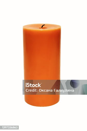 istock Peach colored aromatic candle 1397336863