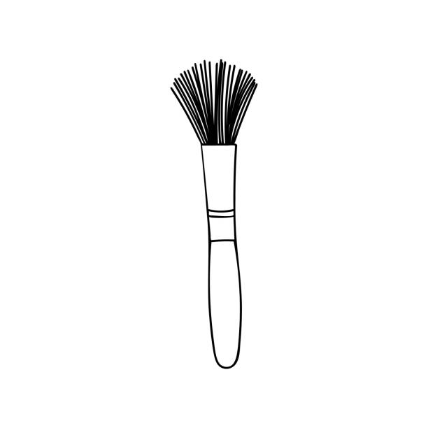 Makeup brush doodle vector illustration. Hand drawn makeup brush icon in vector. Hand drawn makeup brush icon in vector. Makeup brush doodle vector illustration. cosmetic bag clip art stock illustrations