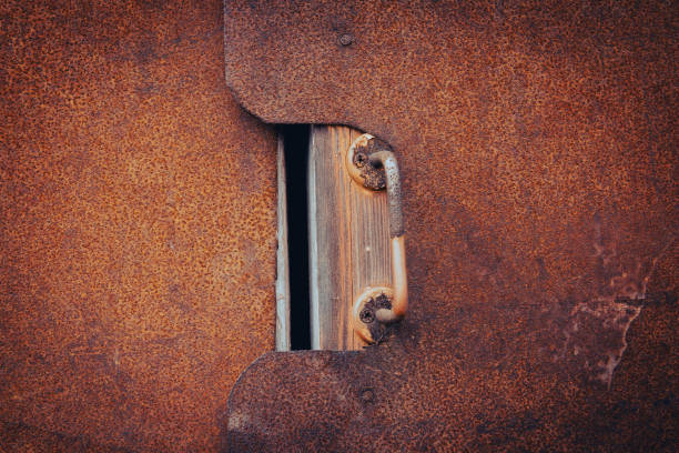 Texture of rusty metal. Old garage. Abandoned house. Grunge metal texture.