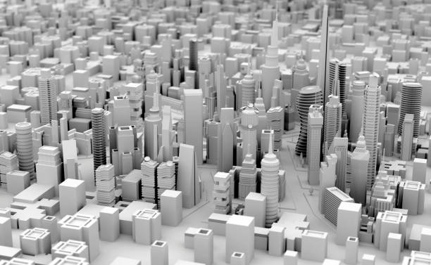 istock Panoramic view of beautiful modern city with skyscrapers, 3D rendering illustration 1397339664