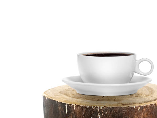 istock Cup of black coffee on old wood log 1397340076