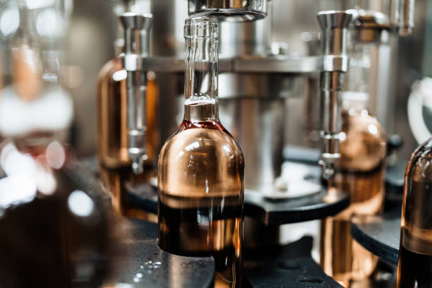 istock Industrial wine bottling production line 1397342506