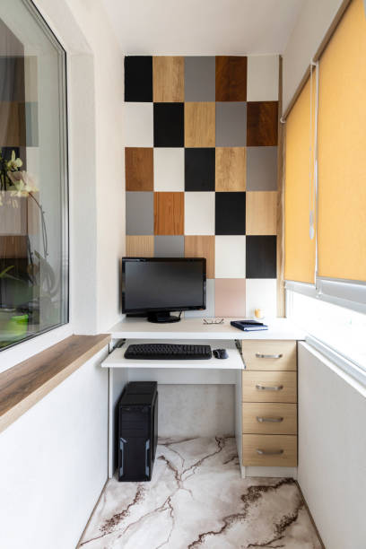 istock Home office on the loggia. Interior of the study on the balcony. 1397345219