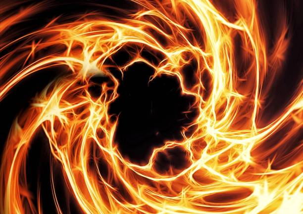 istock Illustration of flame swirling in the dark 1397350970