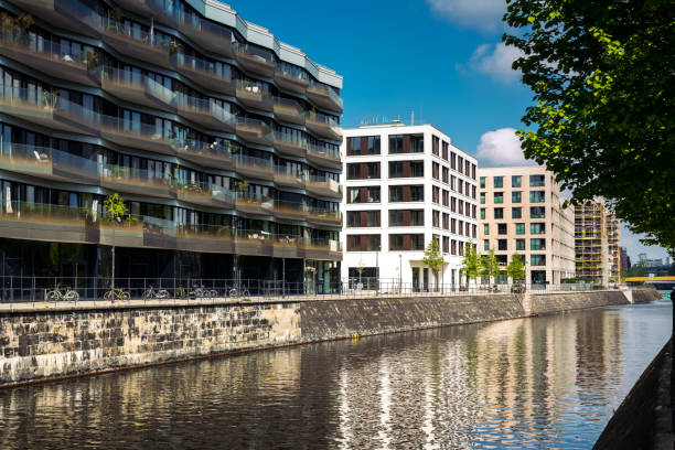 istock modern residential architecture at Spree River in Berlin, Germany 1397351044