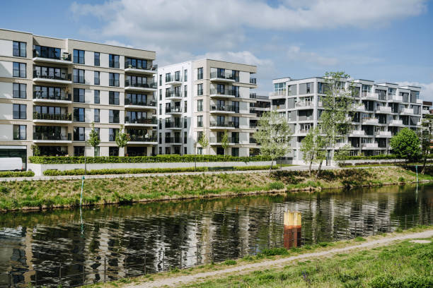 istock modern residential architecture at Spree River in Berlin, Germany 1397351047