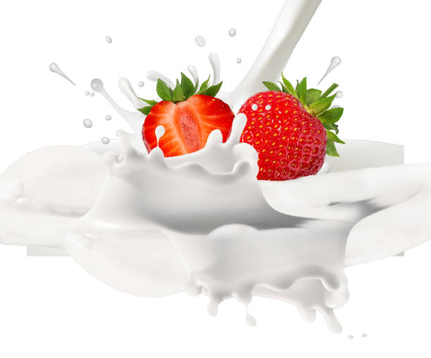 istock strawberry and milk splash, strawberry yogurt 1397352071