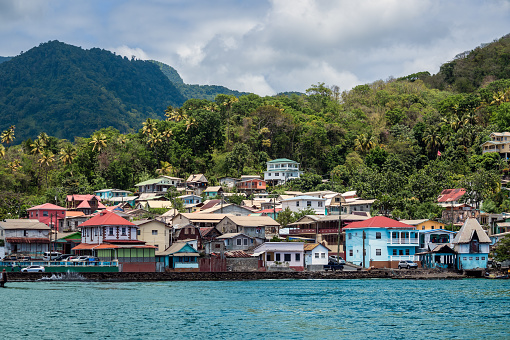 Colorful island homes in Soufriere St Lucia.