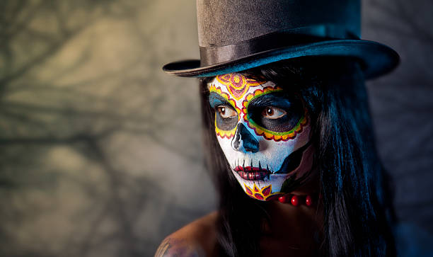 istock Sugar skull girl in tophat 139735288