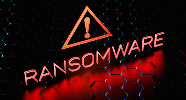 istock Ransomware concept with a red neon alert sign with a blurred background. 1397353548