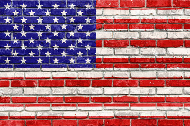 istock American Flag painted on the brick wall 1397353660
