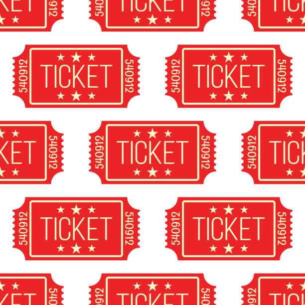ilustrações de stock, clip art, desenhos animados e ícones de seamless pattern background of cinema tickets. vector illustration - ticket ticket stub park fun