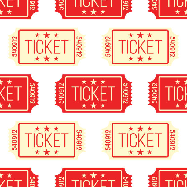 ilustrações de stock, clip art, desenhos animados e ícones de seamless pattern background of cinema tickets. vector illustration - ticket ticket stub park fun